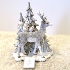 Deer Figurine w/Squirrel and Bird